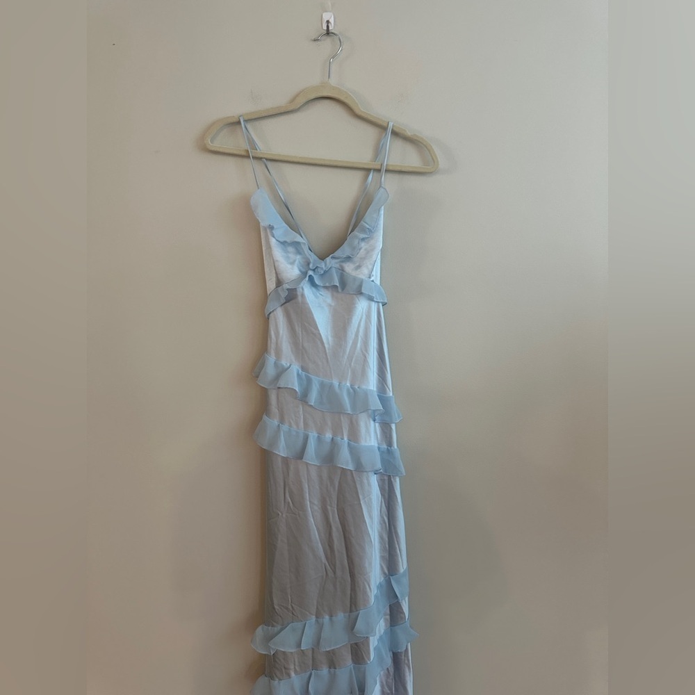 Beginning Boutique Inara Blue Ruffle Maxi Dress - Size 12 - Picture 14 of 16
